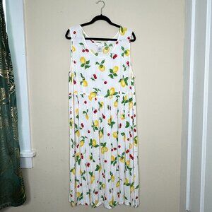 Jones New York Sport Women's‎ Sleeveless Maxi Dress with Cherry Lemon Print